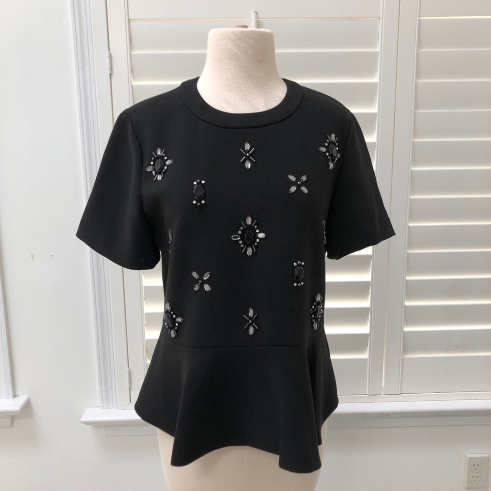 Black short sleeved holiday top